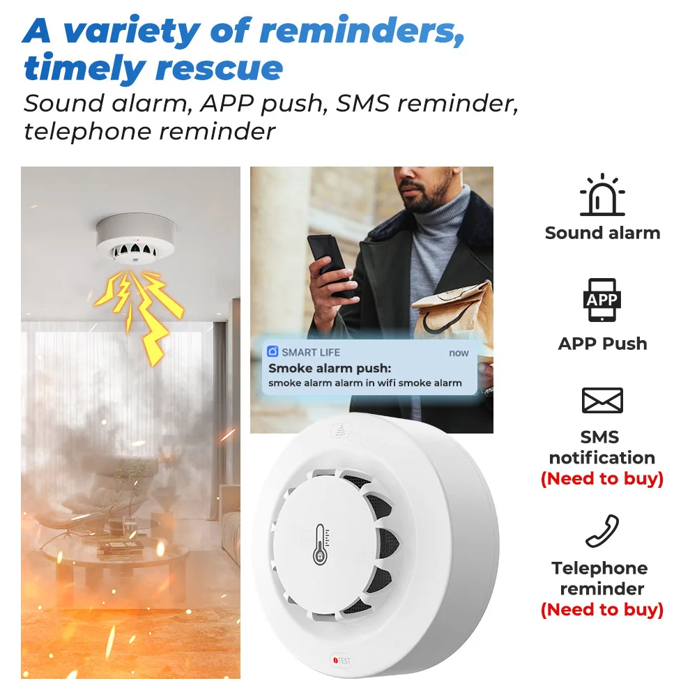 Tuya Wifi BT Two Connection Sm - огляд і ціна Smoke Detector Interconnected
