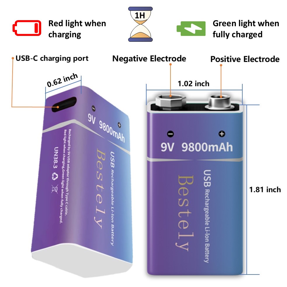 Rechargeable 9V Battery, 9800m - огляд і ціна Smoke Detector Interconnected