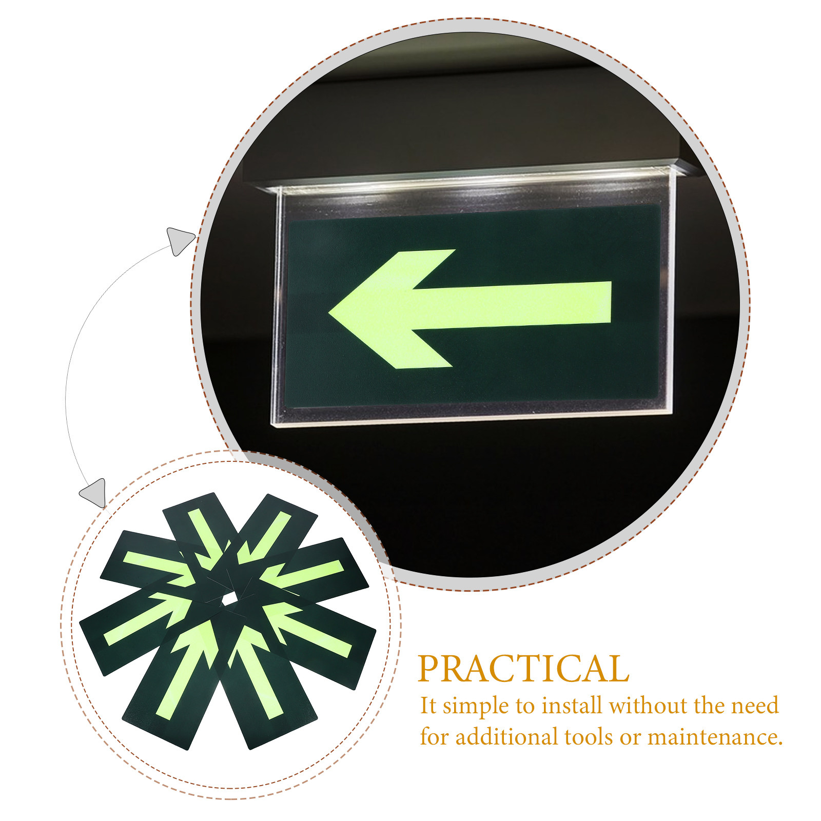 8Pcs Night Glow Exit Arrow Sti - огляд і ціна Emergency Exit Sign