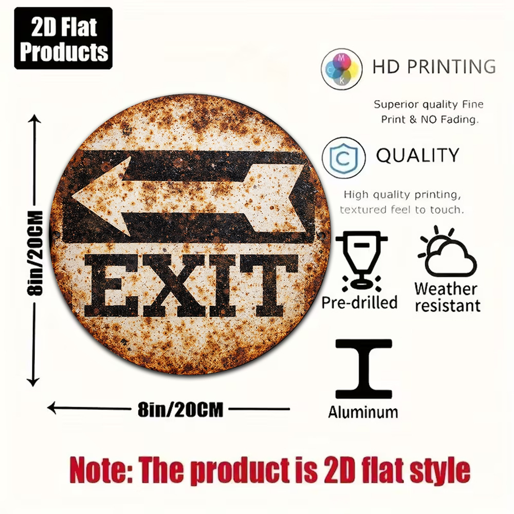 2D Metal Sign 8x8in/20x20cm Re - огляд і ціна Emergency Exit Sign