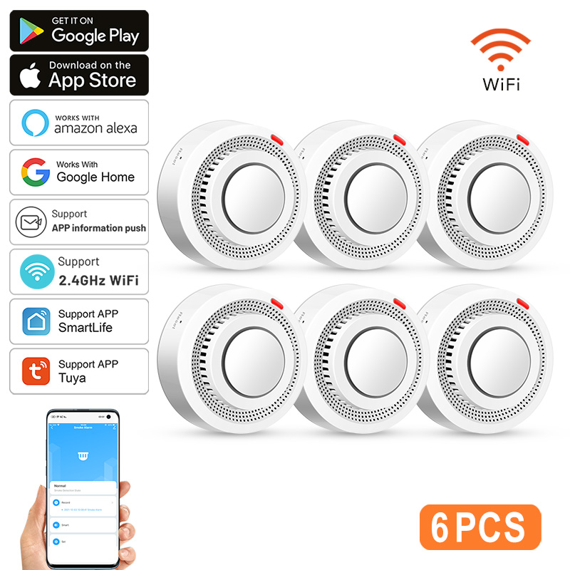 6Pack Tuya WiFi Smart Smoke Se - огляд і ціна Smoke Detector Interconnected